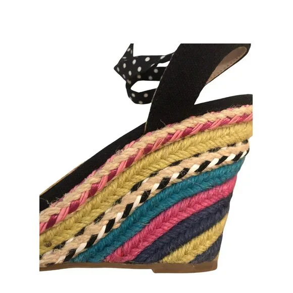 Betsey Johnson Pima Espadrille Polka Dot Rainbow wedge sandals size 8 - Picture 2 of 11